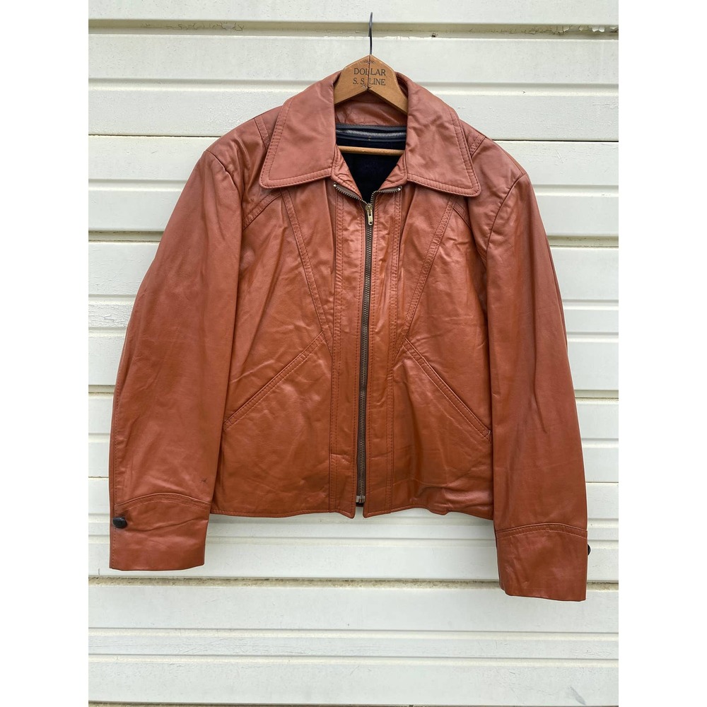 70's Sport Dress Fashion Motorcycle genuine leather jacket size 40